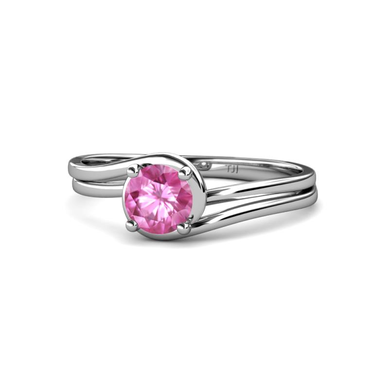 Elena Signature Pink Sapphire Bypass Solitaire Engagement Ring 