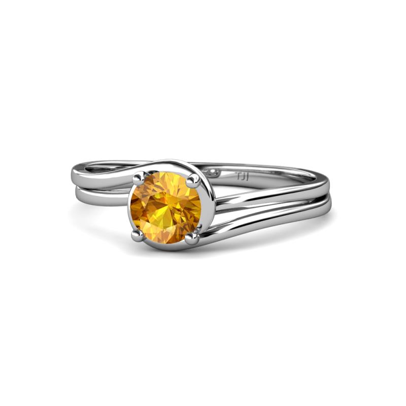 Elena Signature 5.50 mm Round Citrine Bypass Solitaire Engagement Ring 
