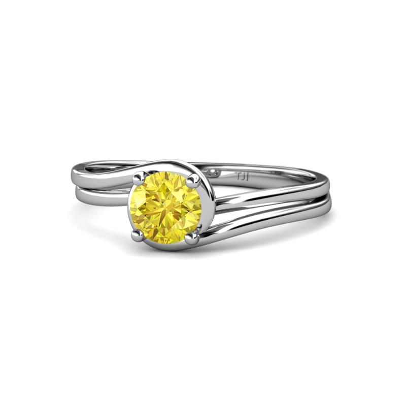 Elena Signature Yellow Sapphire Bypass Solitaire Engagement Ring 