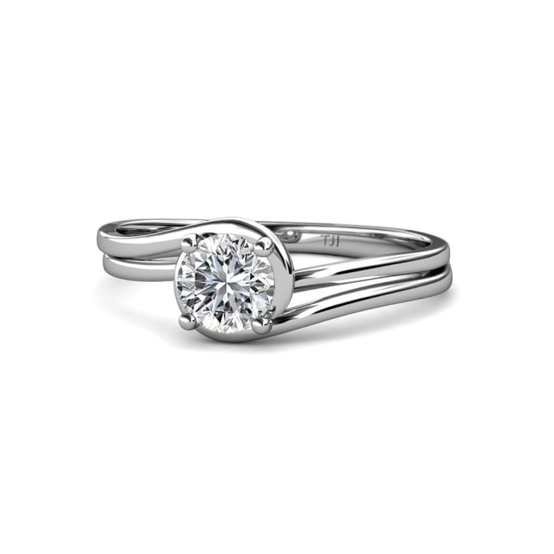 Elena Signature 5.50 mm Round Diamond Bypass Solitaire Engagement Ring 