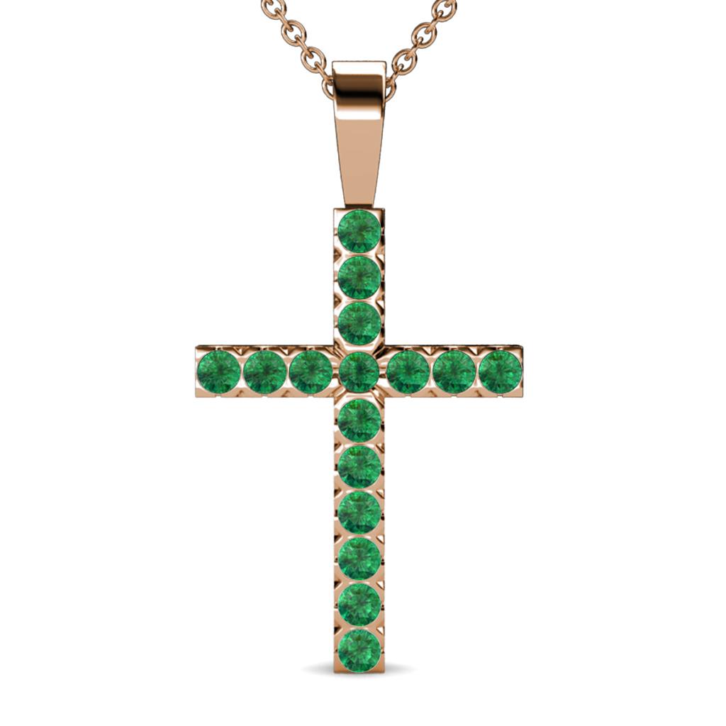 Amazon.com: AFFY Simulated Green Emerald Cross Pendant Necklace in 14K  Solid Rose Gold : Clothing, Shoes & Jewelry