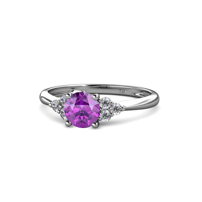 Eve Signature 6.50 mm Amethyst and Diamond Engagement Ring 