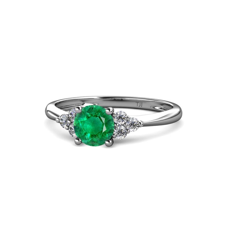 Eve Signature 6.00 mm Emerald and Diamond Engagement Ring 