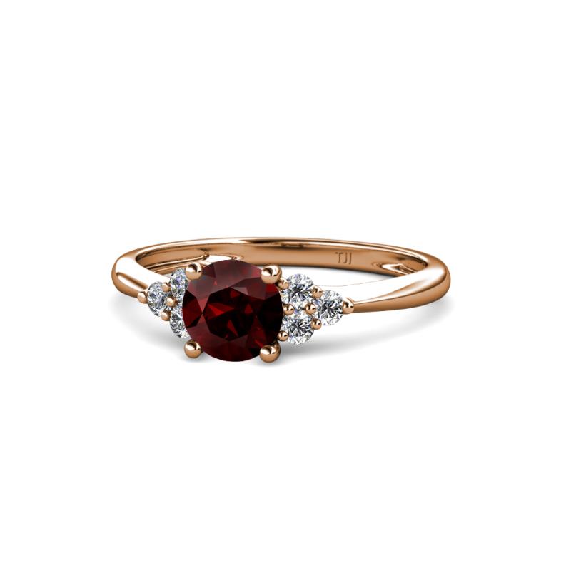 Eve Signature 6.50 mm Red Garnet and Diamond Engagement Ring 