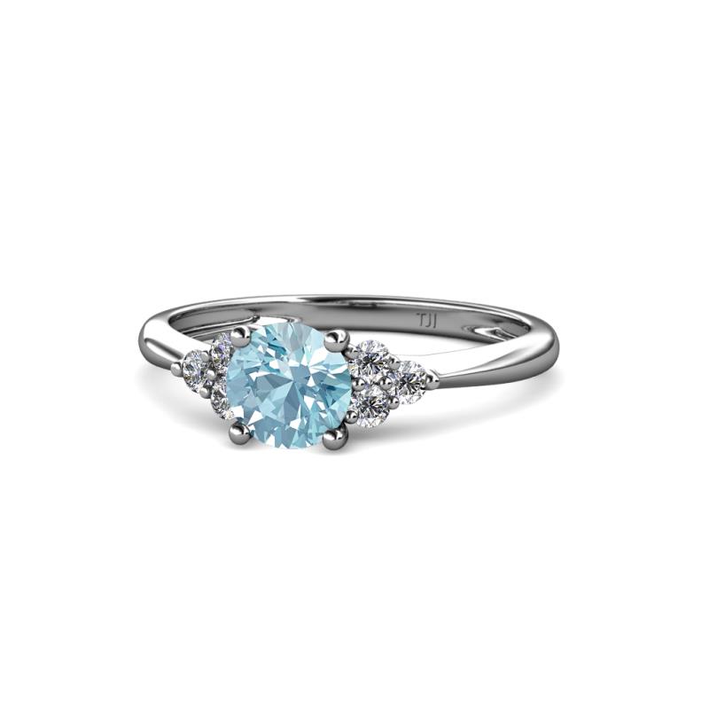 Eve Signature 6.50 mm Aquamarine and Diamond Engagement Ring 