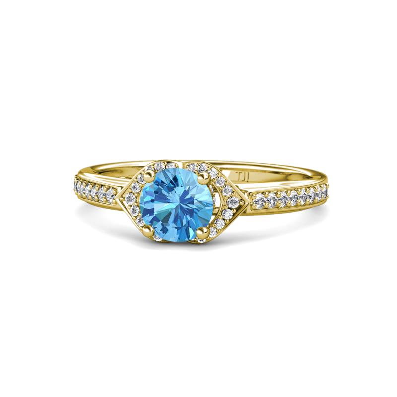 Analia Signature Blue Topaz and Diamond Engagement Ring 