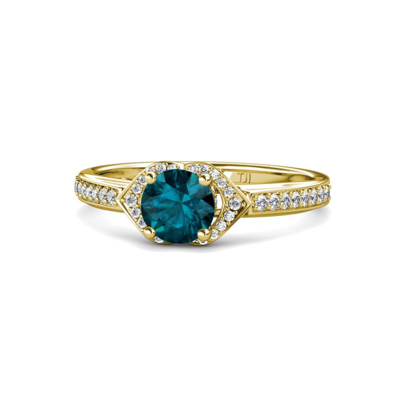 Analia Signature London Blue Topaz and Diamond Engagement Ring 
