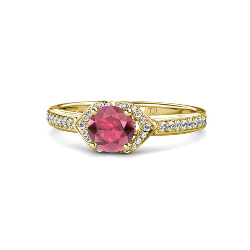 Analia Signature Rhodolite Garnet and Diamond Engagement Ring 