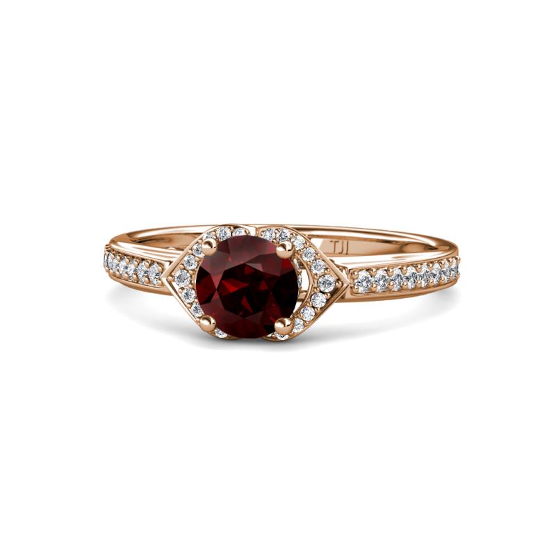Analia Signature Red Garnet and Diamond Engagement Ring 