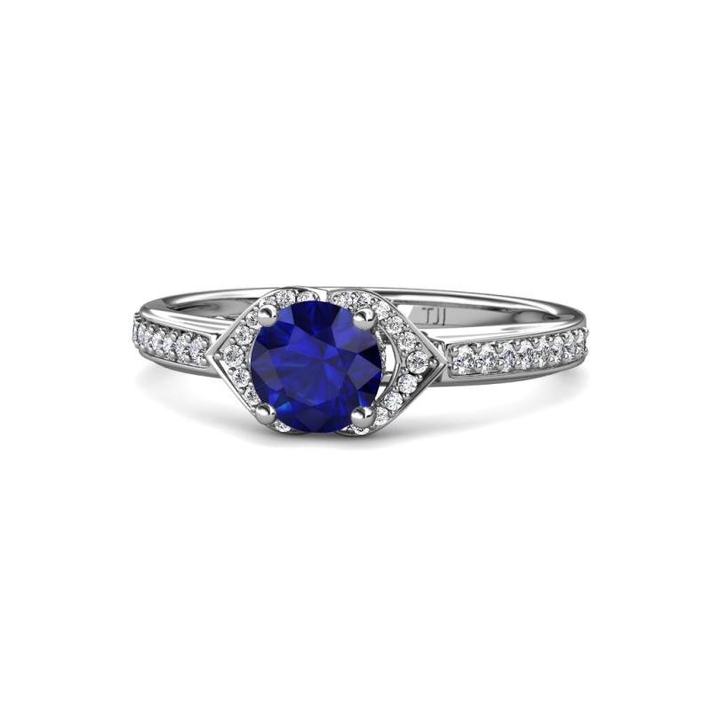 Analia Signature Blue Sapphire and Diamond Engagement Ring 