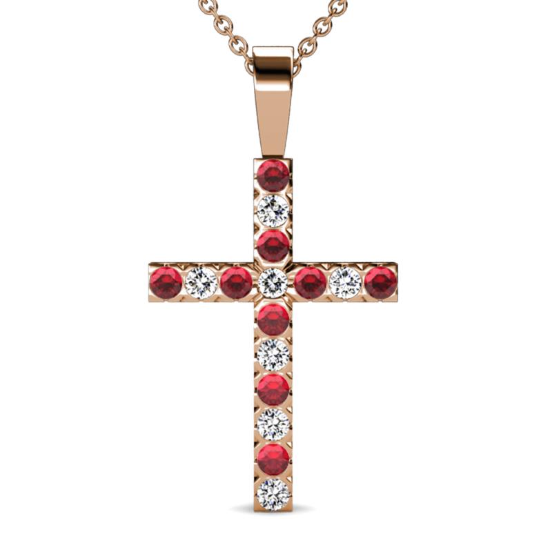Aja Ruby and Diamond Cross Pendant 
