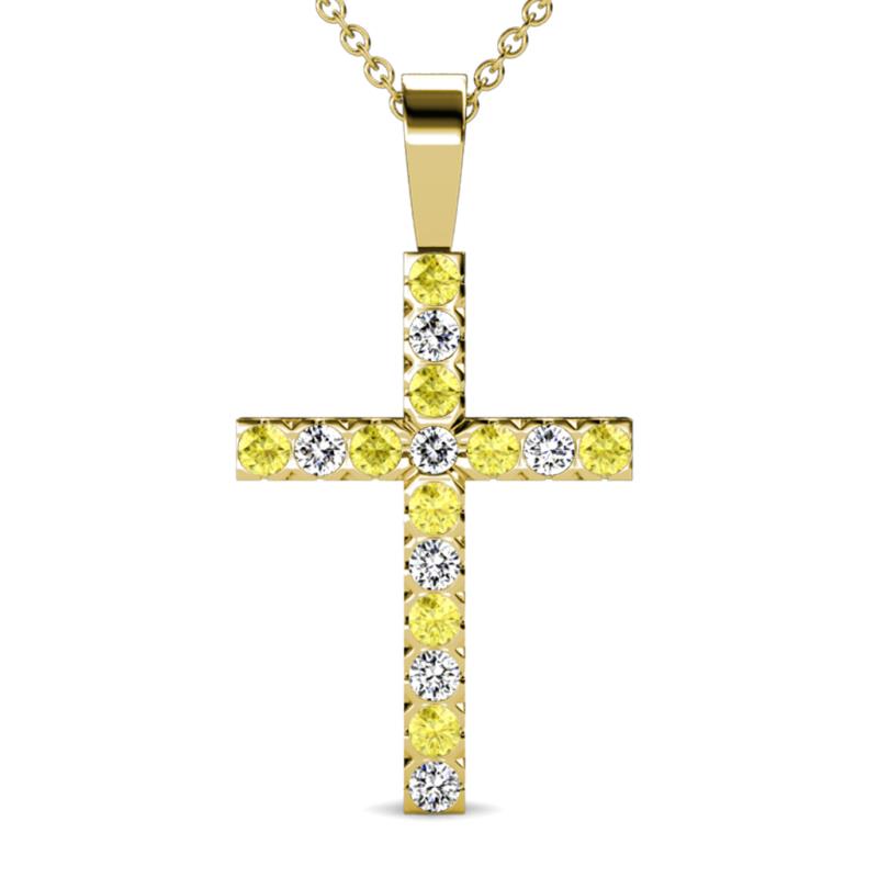 Aja Yellow Sapphire and Diamond Cross Pendant 