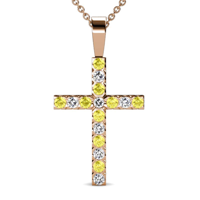 Aja Yellow Sapphire and Diamond Cross Pendant 