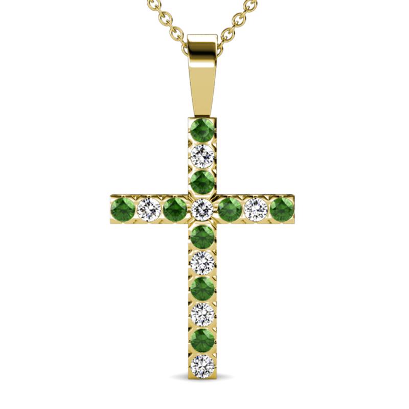 Aja Green Garnet and Diamond Cross Pendant 