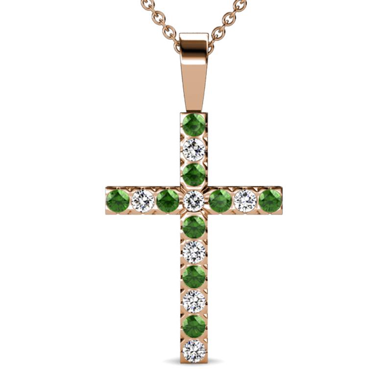 Aja Green Garnet and Diamond Cross Pendant 