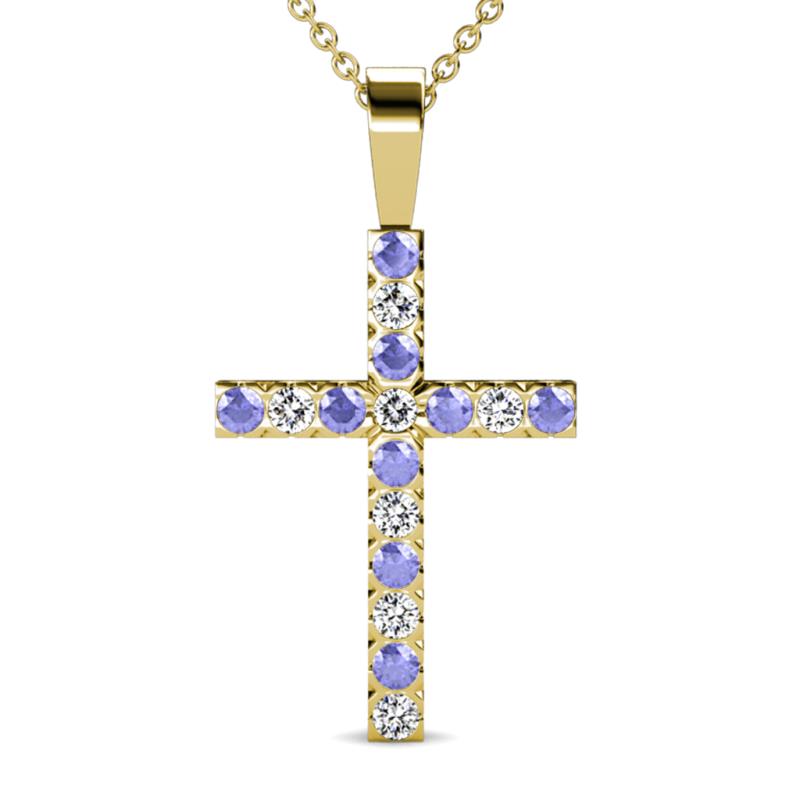Aja Tanzanite and Diamond Cross Pendant 