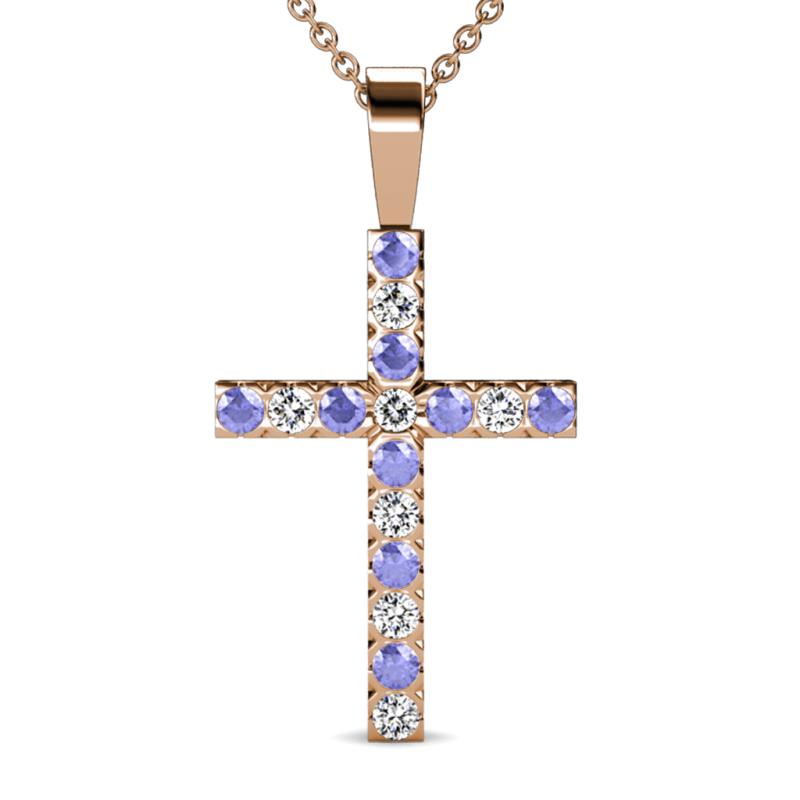 Aja Tanzanite and Diamond Cross Pendant 