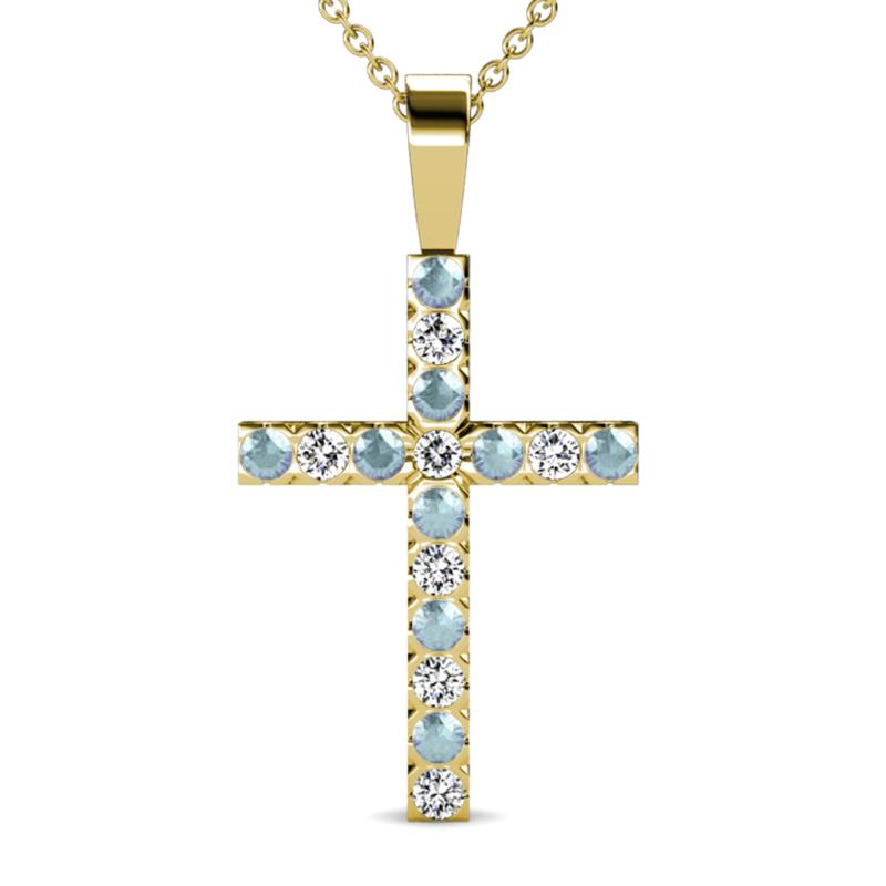 Aja Aquamarine and Diamond Cross Pendant 