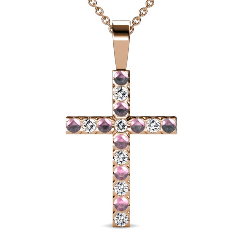 Aja Pink Tourmaline and Diamond Cross Pendant 