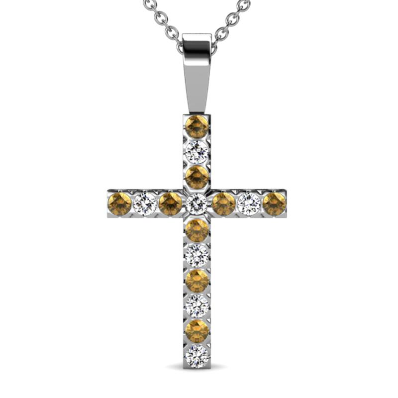 Aja Citrine and Diamond Cross Pendant 