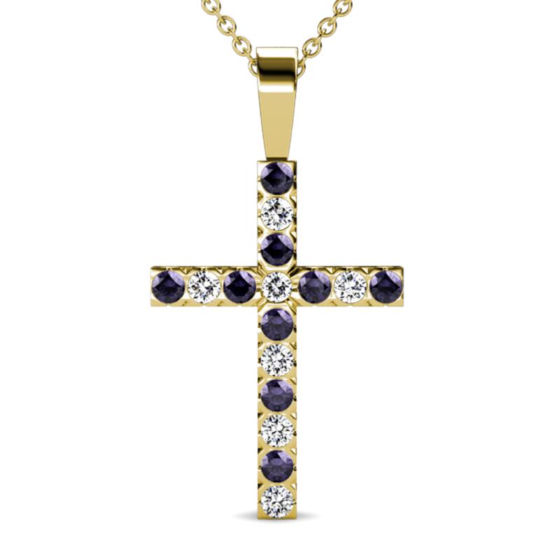 Aja Iolite and Diamond Cross Pendant 
