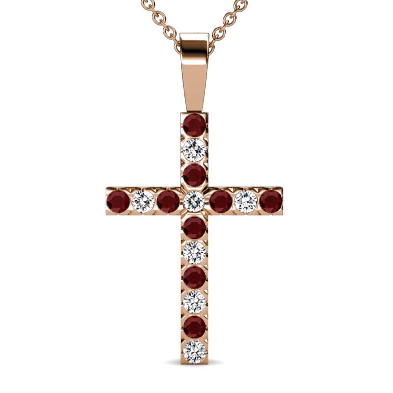 Aja Red Garnet and Diamond Cross Pendant 