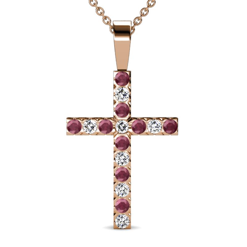 Aja Rhodolite Garnet and Diamond Cross Pendant 