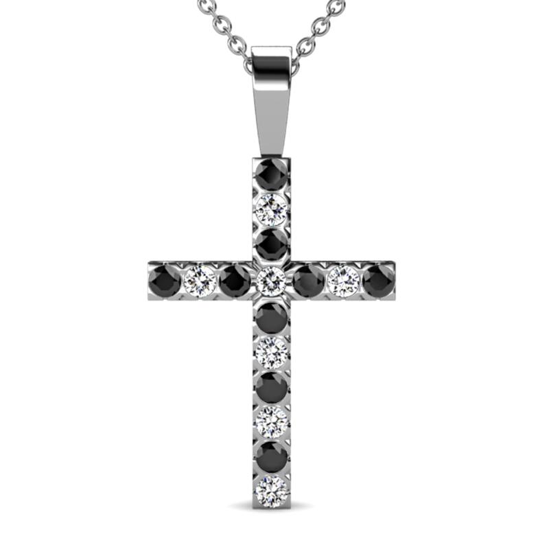 Aja Black and White Diamond Cross Pendant 