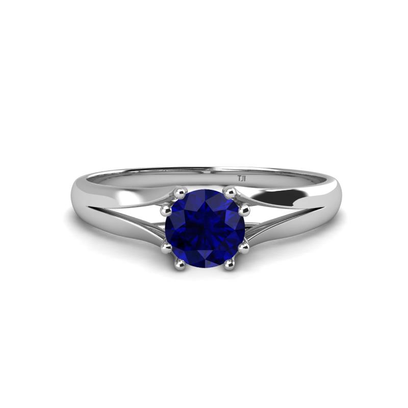 Flora 6.00 mm Round Blue Sapphire Solitaire Engagement Ring 