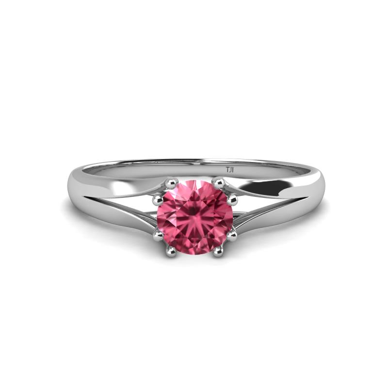 Flora 6.50 mm Round Pink Tourmaline Solitaire Engagement Ring 