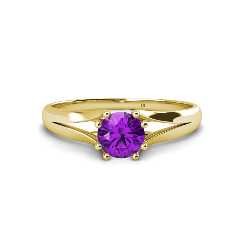 Flora 6.50 mm Round Amethyst Solitaire Engagement Ring 