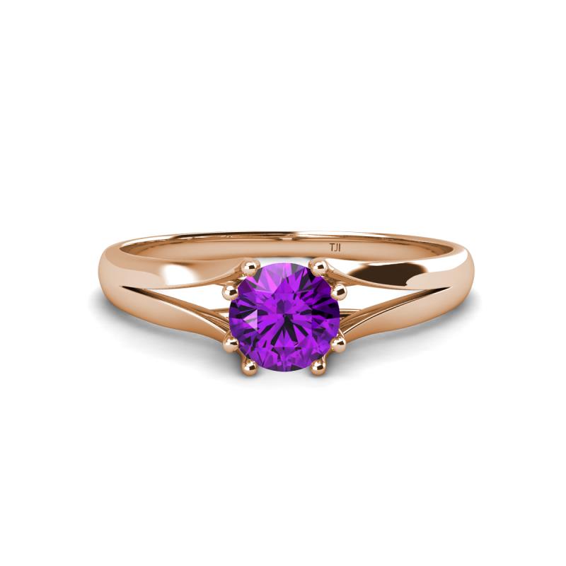 Flora 6.50 mm Round Amethyst Solitaire Engagement Ring 