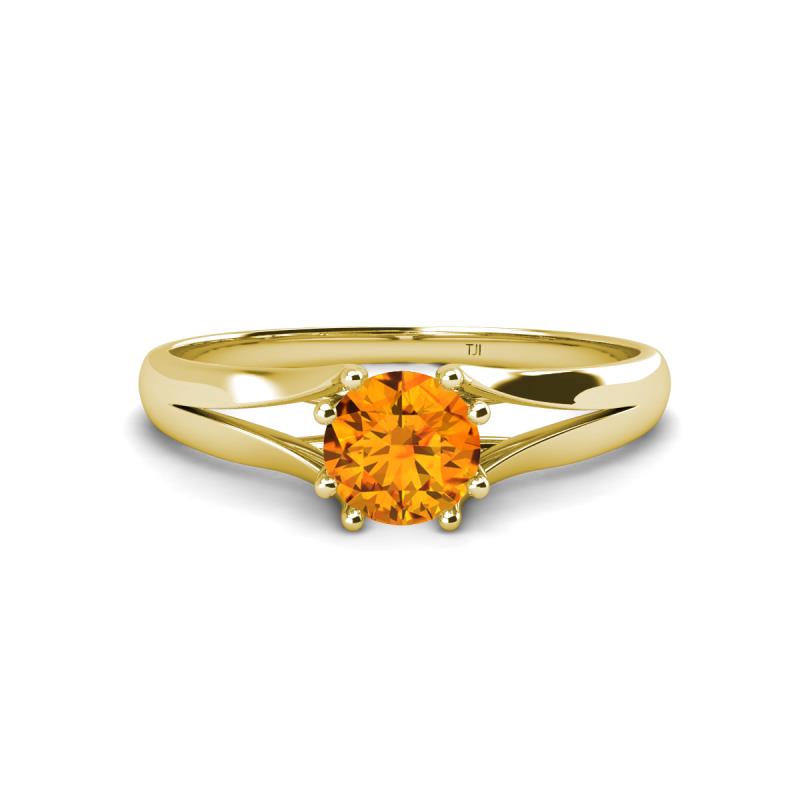 Flora 6.50 mm Round Citrine Solitaire Engagement Ring 