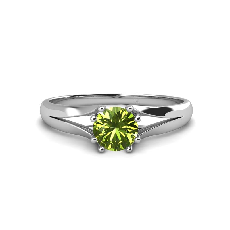 Flora 6.50 mm Round Peridot Solitaire Engagement Ring 