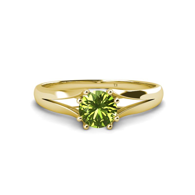 Flora 6.50 mm Round Peridot Solitaire Engagement Ring 