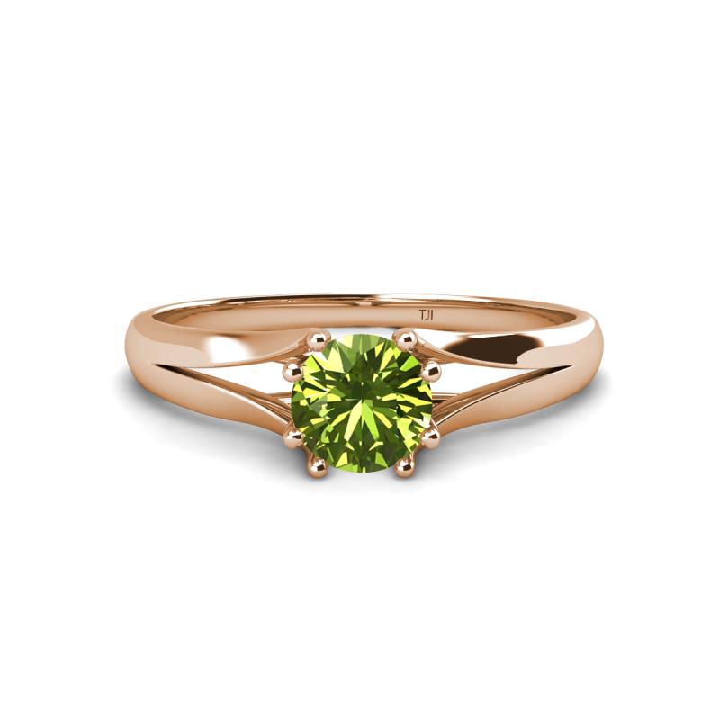 Flora 6.50 mm Round Peridot Solitaire Engagement Ring 