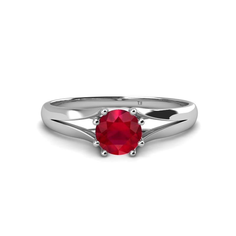 Flora 6.00 mm Round Ruby Solitaire Engagement Ring 
