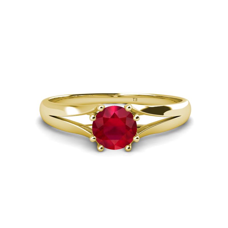 Flora 6.00 mm Round Ruby Solitaire Engagement Ring 
