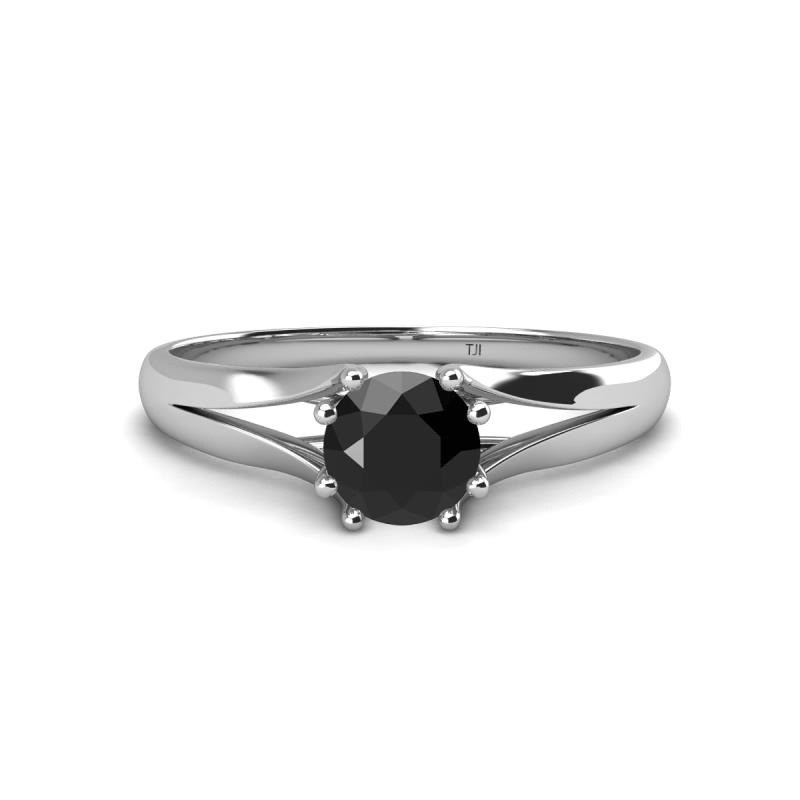 Flora 6.00 mm Round Black Diamond Solitaire Engagement Ring 