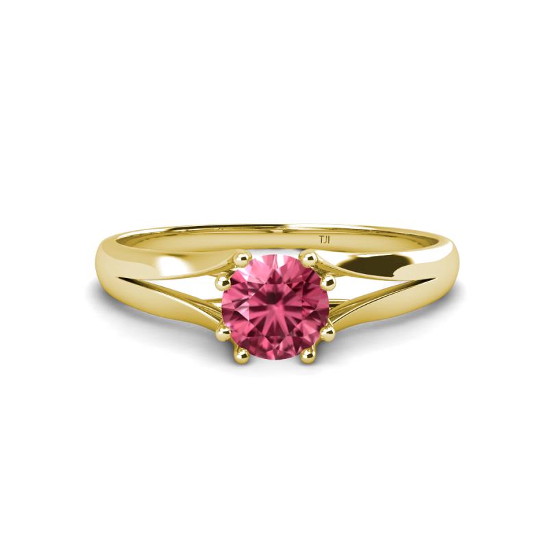 Flora 6.50 mm Round Pink Tourmaline Solitaire Engagement Ring 