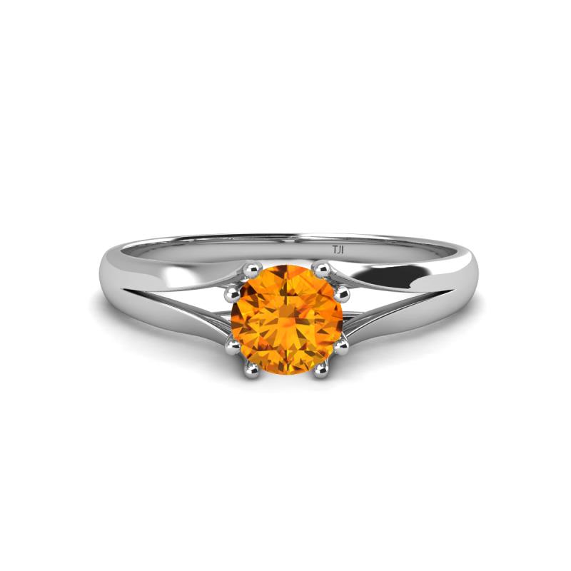 Flora 6.50 mm Round Citrine Solitaire Engagement Ring 