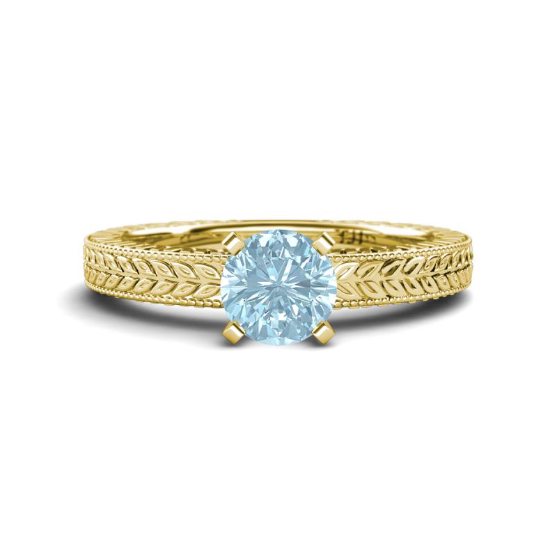 Kaelan 6.50 mm Round Aquamarine Solitaire Engagement Ring 