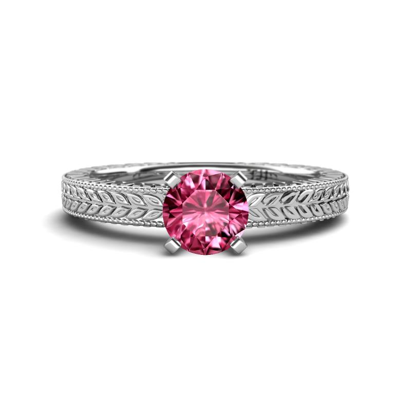 Kaelan 6.50 mm Round Pink Tourmaline Solitaire Engagement Ring 