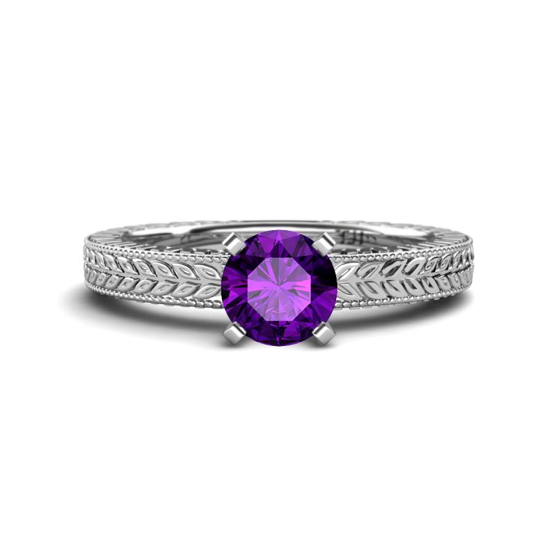 Kaelan 6.50 mm Round Amethyst Solitaire Engagement Ring 
