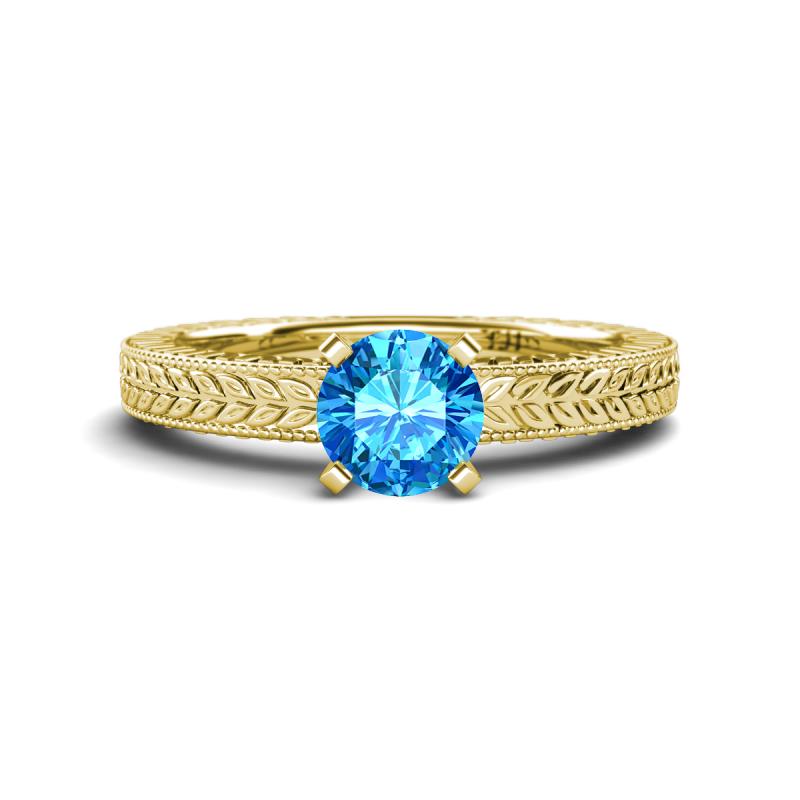 Kaelan 6.50 mm Round Blue Topaz Solitaire Engagement Ring 