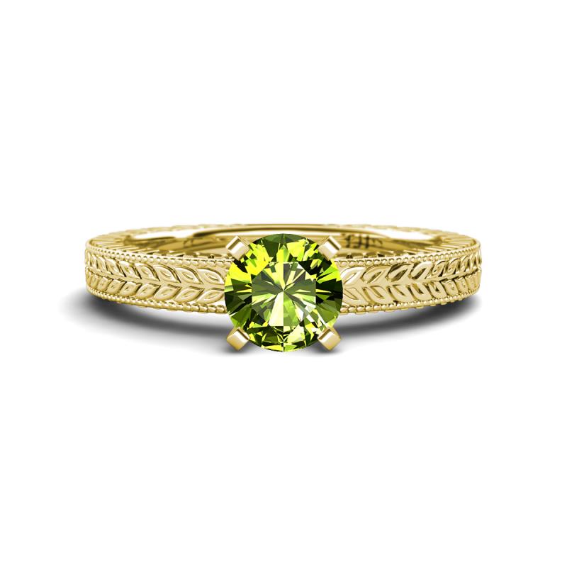 Kaelan 6.50 mm Round Peridot Solitaire Engagement Ring 