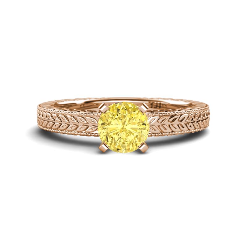 Kaelan 6.00 mm Round Lab Created Yellow Sapphire Solitaire Engagement Ring 