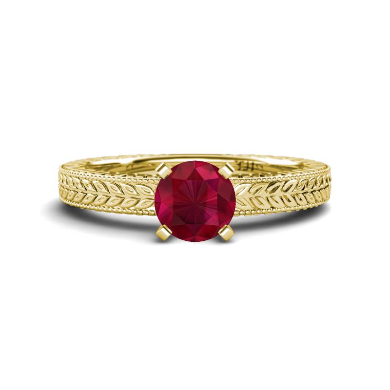 Kaelan 6.00 mm Round Ruby Solitaire Engagement Ring 