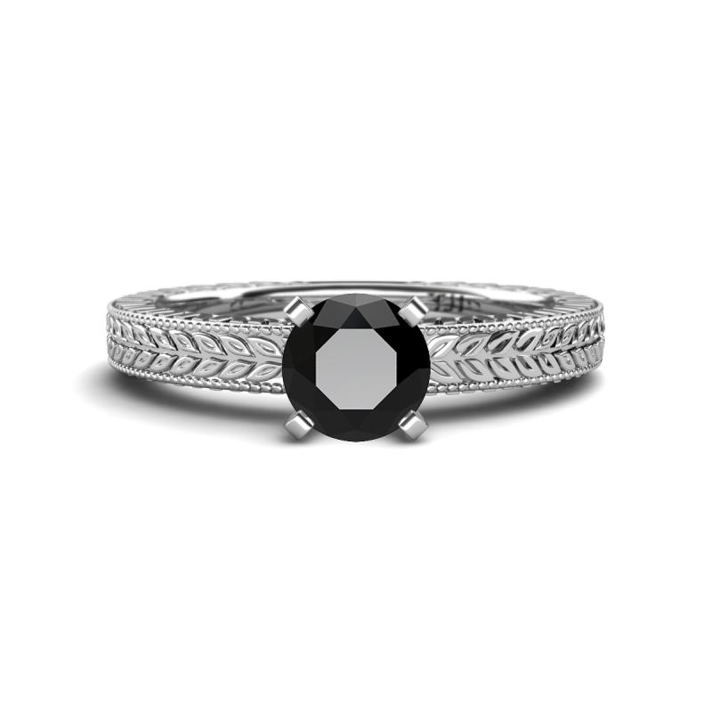 Kaelan 6.00 mm Round Black Diamond Solitaire Engagement Ring 