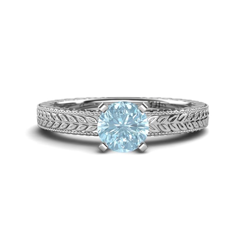 Kaelan 6.50 mm Round Aquamarine Solitaire Engagement Ring 